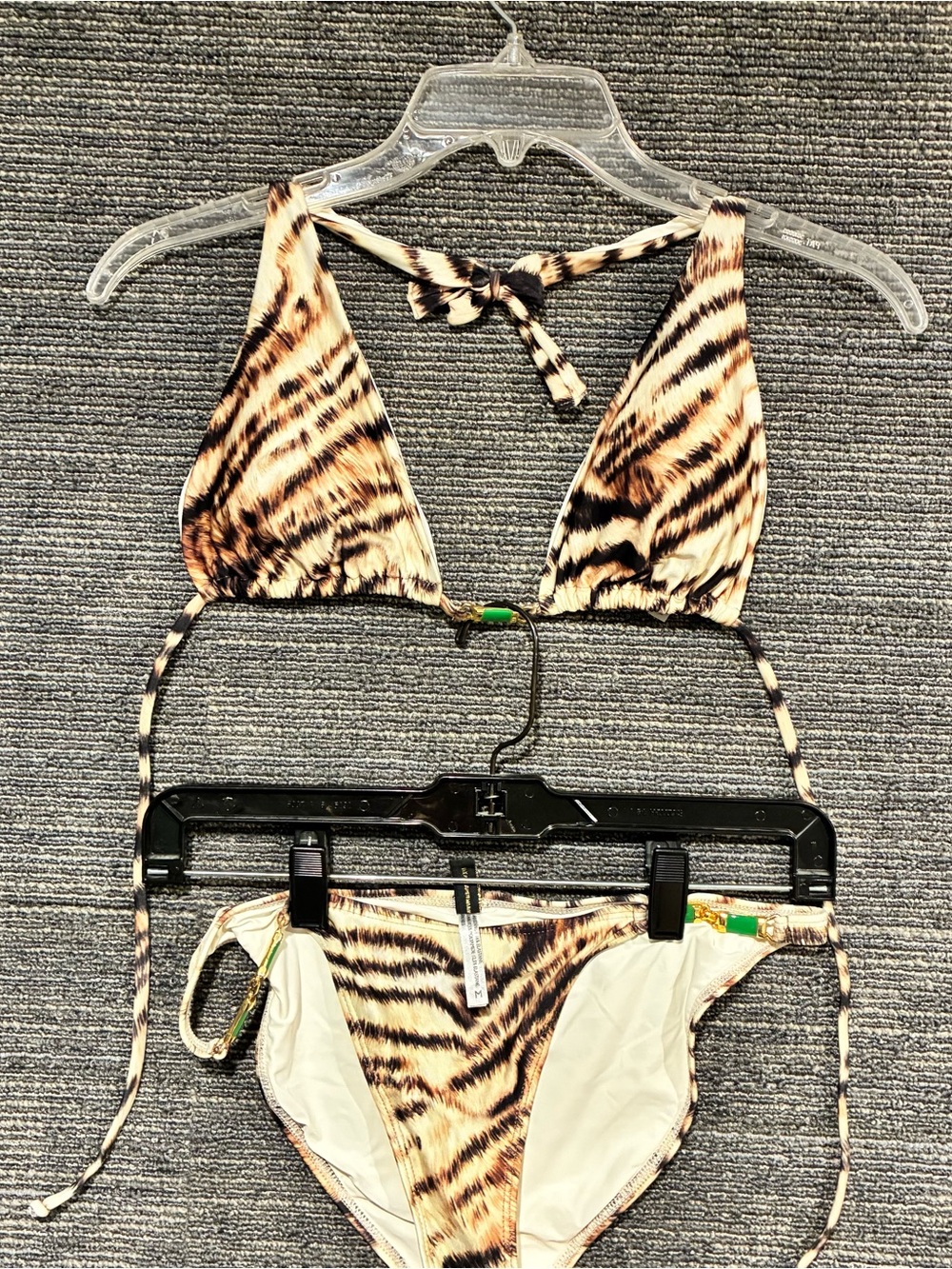 VIX Tiger Print String Bikini Set - Beige/Tan Size Top L, Bottom M